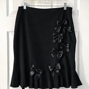 Sunny Leigh Black Bow Detail Flounce Hem Skirt Size 10